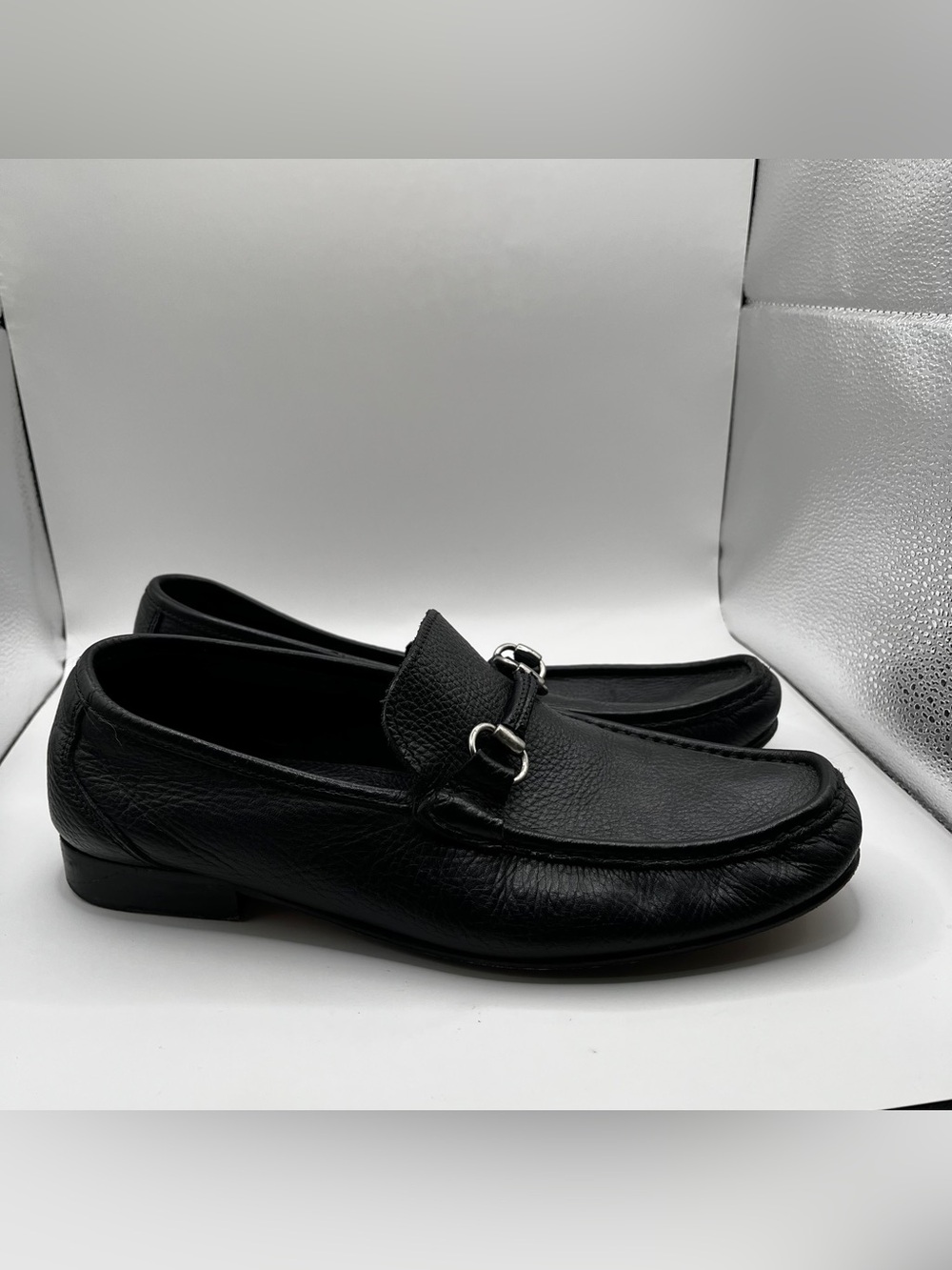 Sandrine by Sandro Moscoloni Sorrento Leather Loafers Black Men's 9.5 D